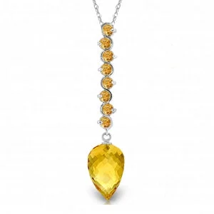 Blue topaz necklace-11.05 Carat 14K Solid White Gold Necklace Pointy Briolette Drop Citrine