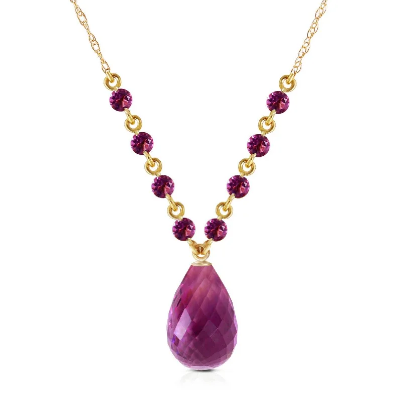 Adjustable cord necklace-11.5 Carat 14K Solid Yellow Gold This Is Right Amethyst Necklace