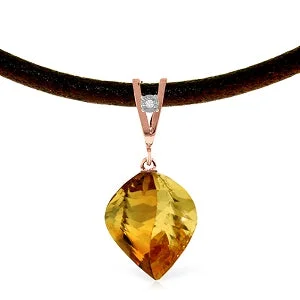 Amethyst pendant necklace-11.76 Carat 14K Solid Rose Gold Savoire Vivre Citrine Necklace