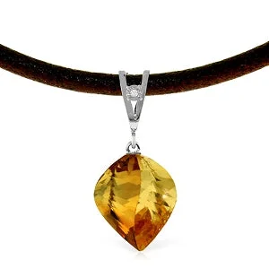 Pearl strand necklace-11.76 Carat 14K Solid White Gold Savoire Vivre Citrine Necklace