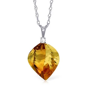 Spiral design necklace-11.8 Carat 14K Solid White Gold As You Feel Citrine Diamond Necklace