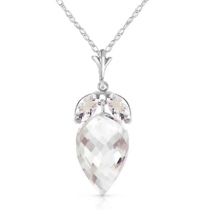 Infinity love necklace-12.75 Carat 14K Solid White Gold Necklace Marquis Briolette White Topaz