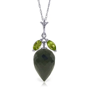 Black diamond necklace-12.75 Carat 14K Solid White Gold Necklace Peridot Briolette Black Spinel