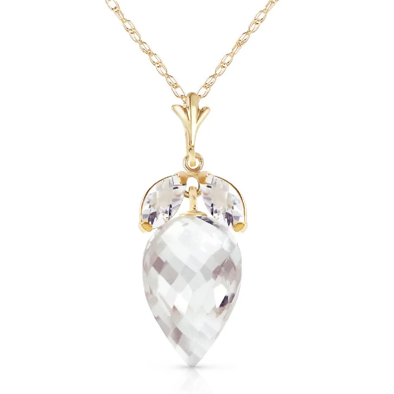 Serpent design necklace-12.75 Carat 14K Solid Yellow Gold Necklace Marquis Briolette White Topaz