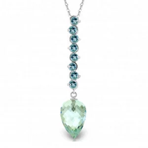 Opal gem necklace-12.8 Carat 14K Solid White Gold Necklace Pointy Briolette Drop Blue Topaz