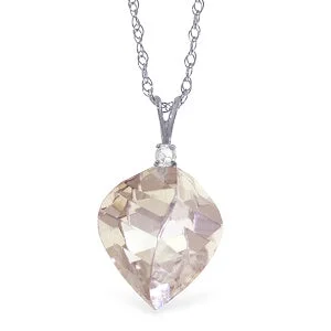 Morganite gem necklace-12.85 Carat 14K Solid White Gold Noontide White Topaz Diamond Necklace