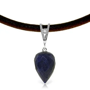 Heartbeat design necklace-13.01 Carat 14K Solid White Gold Savoire Faire Sapphire Necklace