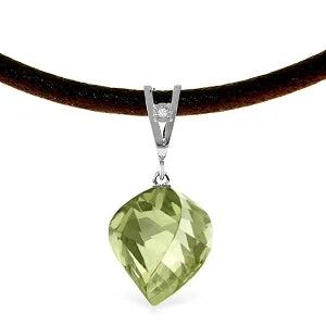 Handmade beaded necklace-13.01 Carat 14K Solid White Gold Savoire Vivre Green Amethyst Necklace