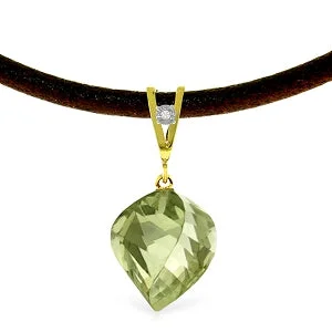 Statement chunky necklace-13.01 Carat 14K Solid Yellow Gold Savoire Vivre Green Amethyst Necklace