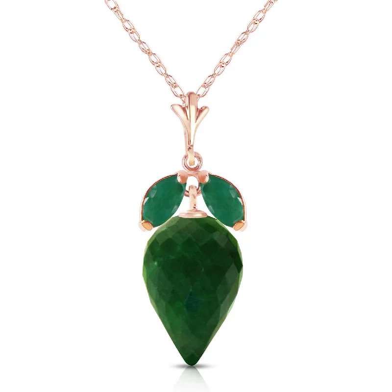 Cluster emerald necklace-13.4 Carat 14K Solid Rose Gold Desire Emerald Necklace