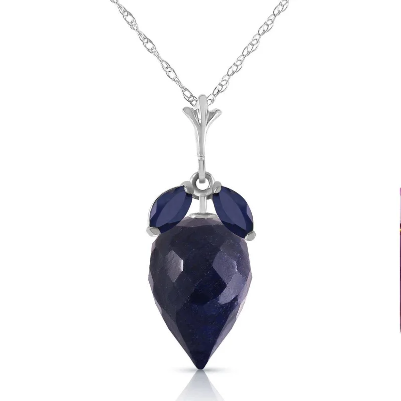 Mixed metal necklace-13.4 Carat 14K Solid White Gold Shimmering Sense Sapphire Necklace