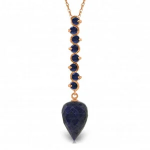 Adjustable moon necklace-14.55 Carat 14K Solid Rose Gold Necklace Pointy Briolette Drop Sapphire