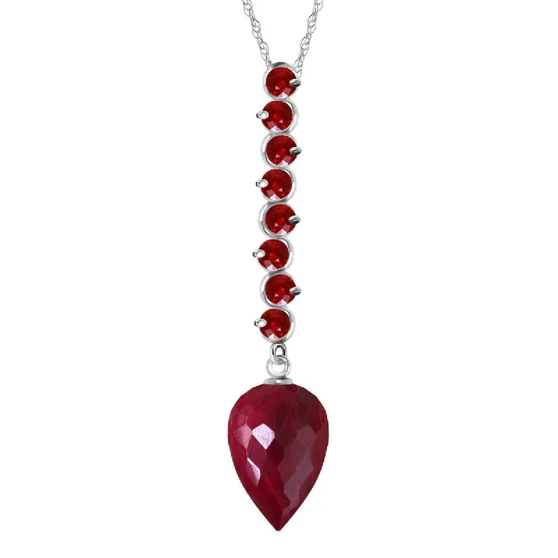 Raw crystal necklace-14.55 Carat 14K Solid White Gold Necklace Pointy Briolette Drop Ruby