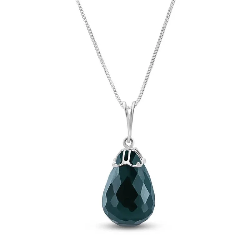 Side stone necklace-14.8 Carat 14K Solid White Gold Necklace Briolette Natural Emerald