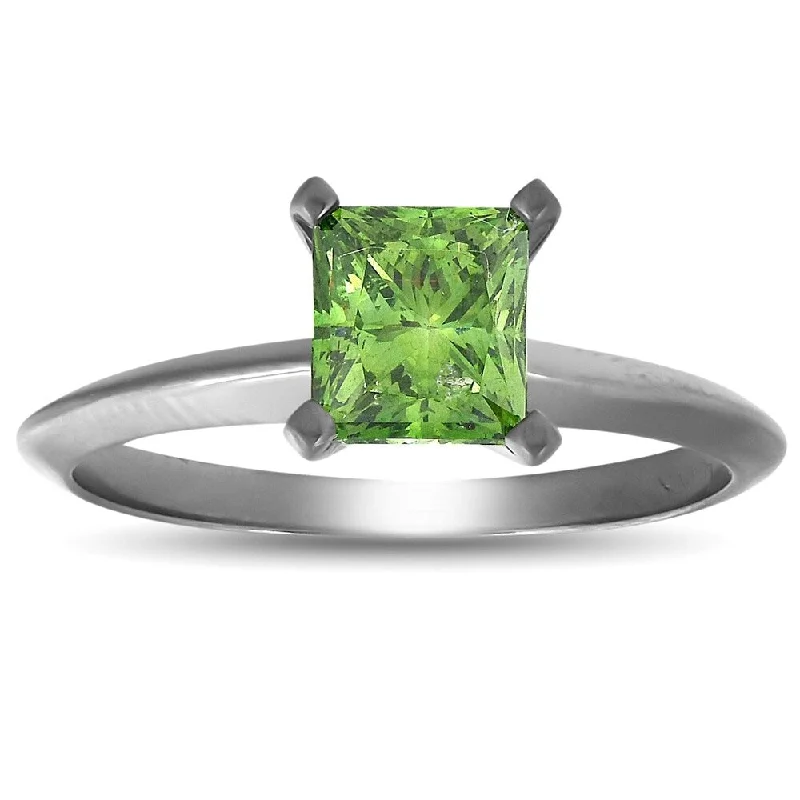 Twisted vine ring-14k Black Gold 1 Ct Green Diamond Enhanced Solitaire Engagement Ring