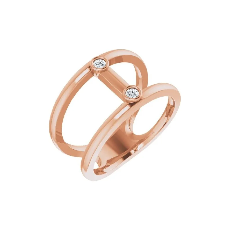 Marquise diamond ring-14K Rose Gold .06 CTW Diamond Two-Stone Negative Space Ring for Women