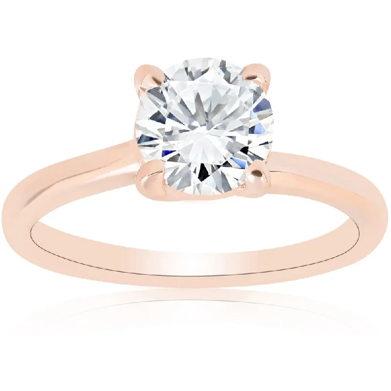 Mixed metal ring-14k Rose Gold 1ct TDW Diamond Round Brilliant Cut Solitaire Clarity Enhanced Engagement Ring (H-I I1-I2)