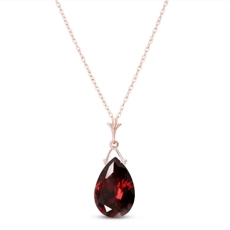 Gold plated necklace-14K Solid Rose Gold Briolette Garnet Necklace