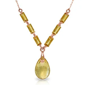 Handmade beaded necklace-14K Solid Rose Gold Citrine Necklace Jewelry Class Platinum