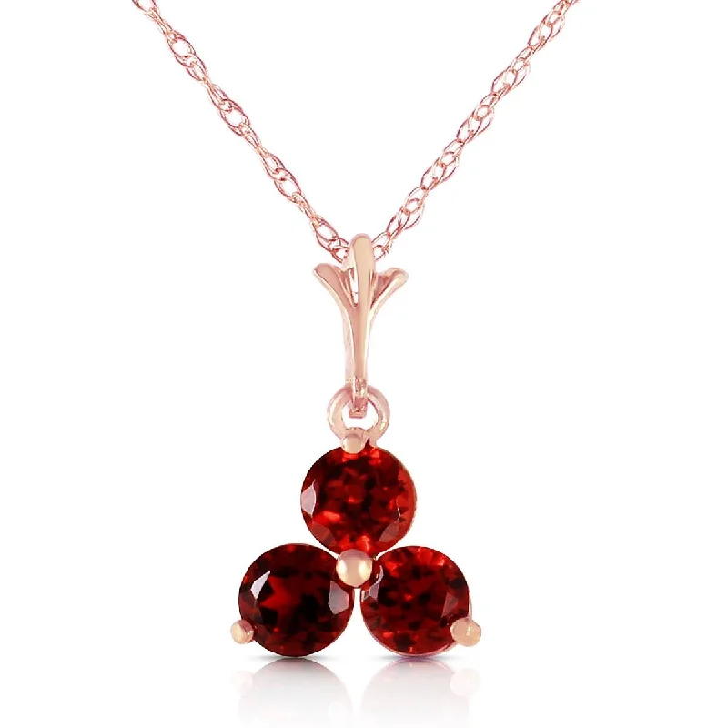 Leaf motif necklace-14K Solid Rose Gold Garnet Necklace Gemstone Genuine Deluxe