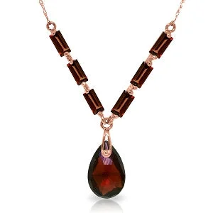 Pearl strand necklace-14K Solid Rose Gold Garnet Necklace Jewelry Class New