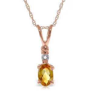 Victorian style necklace-14K Solid Rose Gold Natural Diamond & Citrine Necklace Jewelry