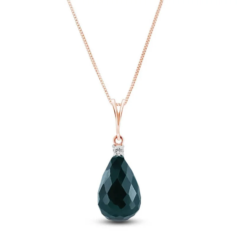 Elegant halo necklace-14K Solid Rose Gold Natural Diamond & Emerald Necklace Certified