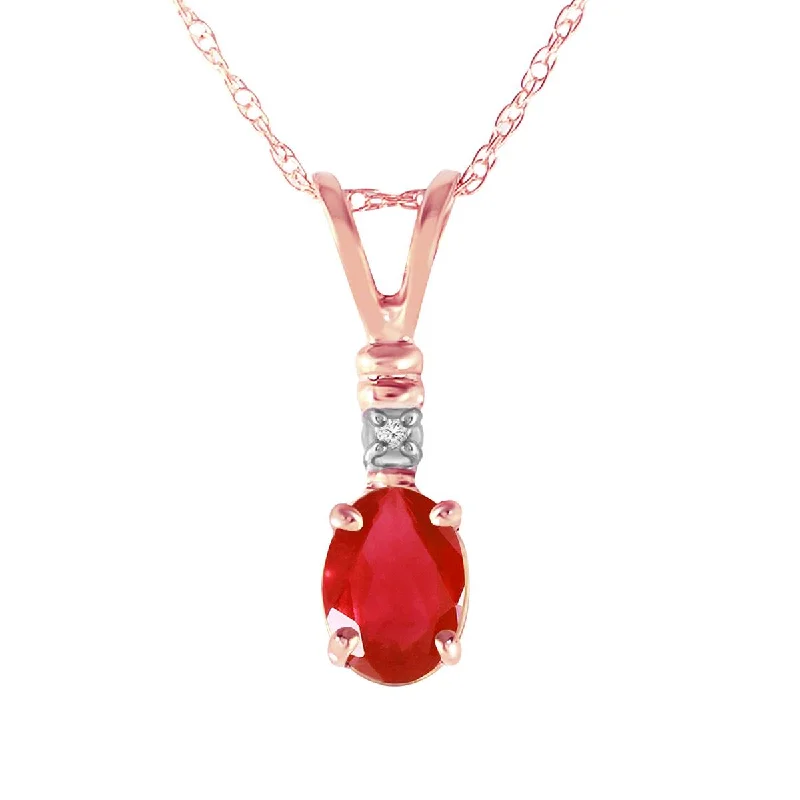 Matte finish necklace-14K Solid Rose Gold Natural Diamond & Ruby Necklace Gemstone