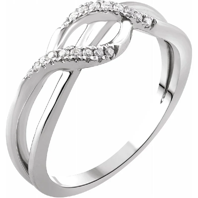 Infinity knot ring-14K White Gold 1/10 CTW Diamond Criss-Cross Ring for Women