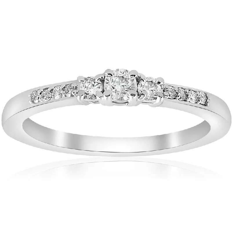 Gothic rose ring-14K White Gold 1/4 ct TDW Diamond Three Stone Engagement Ring (J-K,I2-I3)