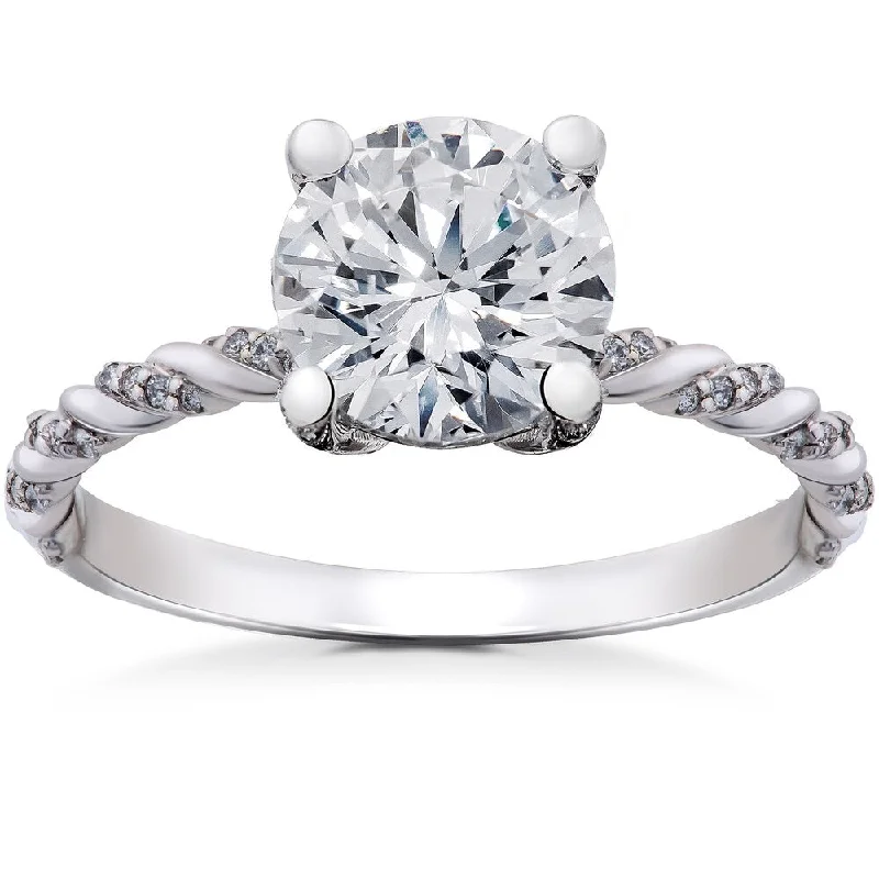 Twisted vine ring-14k White Gold 1 5/8 ct Lab Grown Round Eco Friendly Diamond Engagement Ring