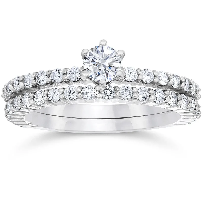 Infinity knot ring-14k White Gold 1ct TDW Diamond Engagement Wedding Ring Set