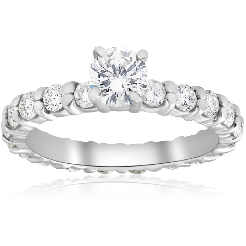 Baguette cut ring-14k White Gold 2 ct TDW Diamond Eternity Engagement Ring 14K White Gold (I-J, I2-I3)