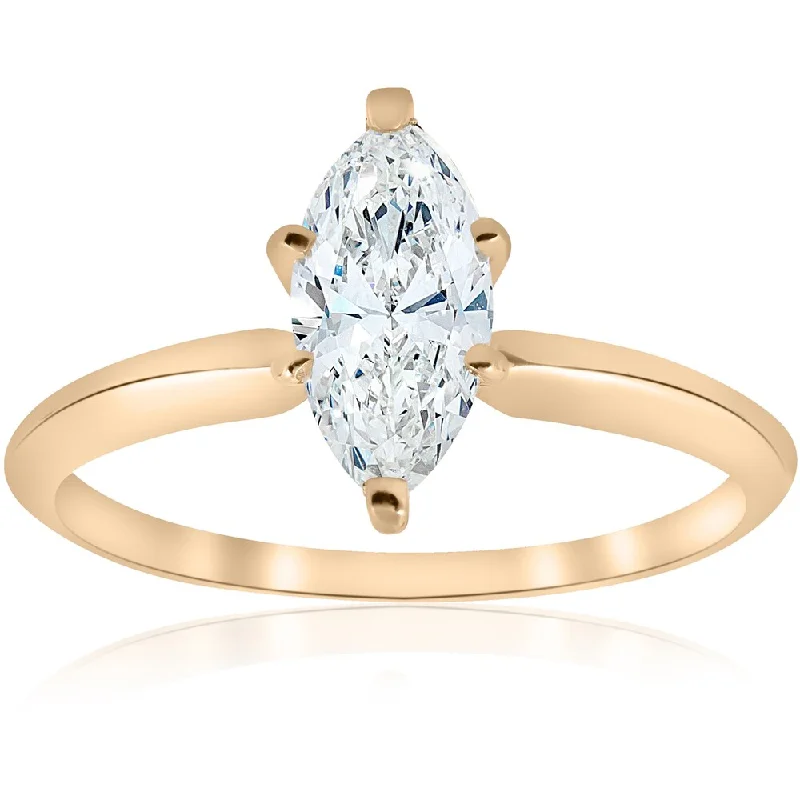 Rose gold infinity ring-14k Yellow Gold 1ct TDW Marquise White Diamond Clarity Enhanced Engagement Ring