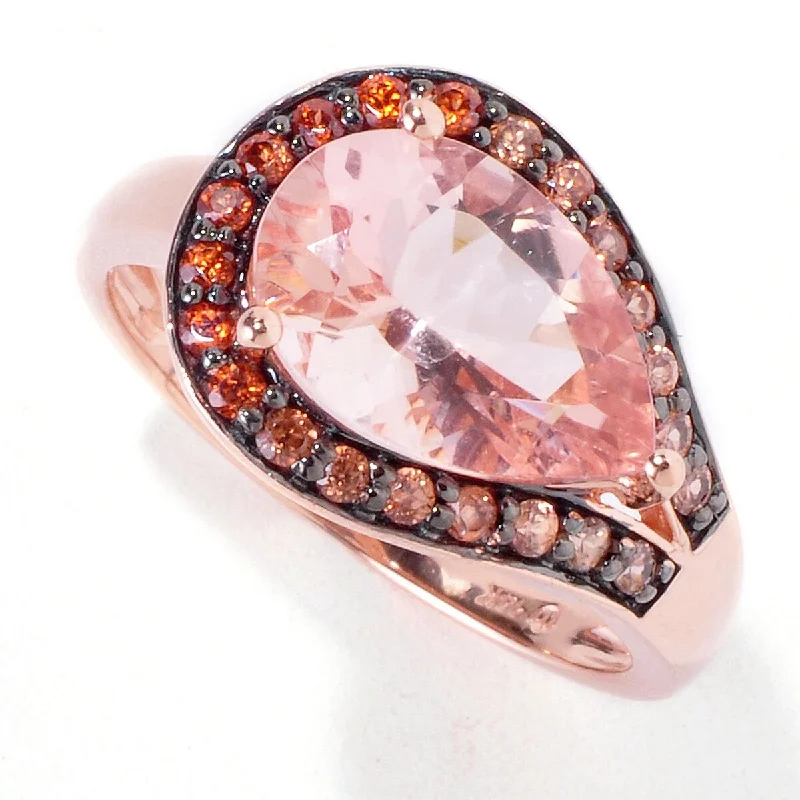 Moonstone promise ring-14Kt Rose Gold Morganite and Brown Zircon Ring