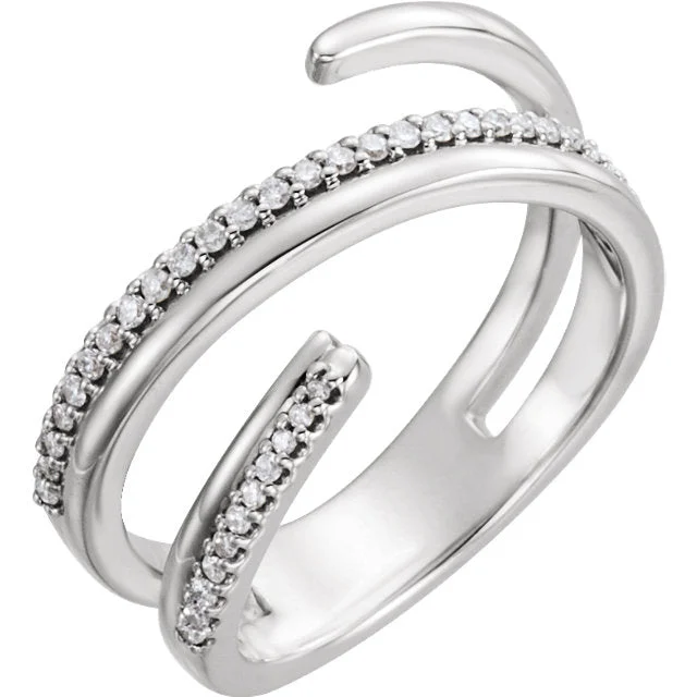 Floral engraved ring-14kt White 1/6 CTW Diamond Negative Space Ring Right Hand Twist Ring