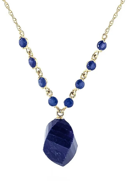 Baguette cut necklace-16.25 Carat 14K Solid Yellow Gold Tigress Sapphire Necklace