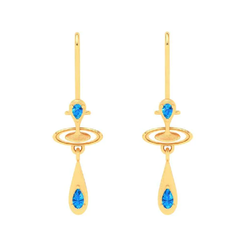 Lapis lazuli earrings-18k Dainty Rain Themed Stone Studded Gold Earrings Design