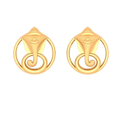 Handmade clay earrings-18k Gold Daily Wear Lord Ganesha Earrings From Pc Chandra Online Exclusive Collection