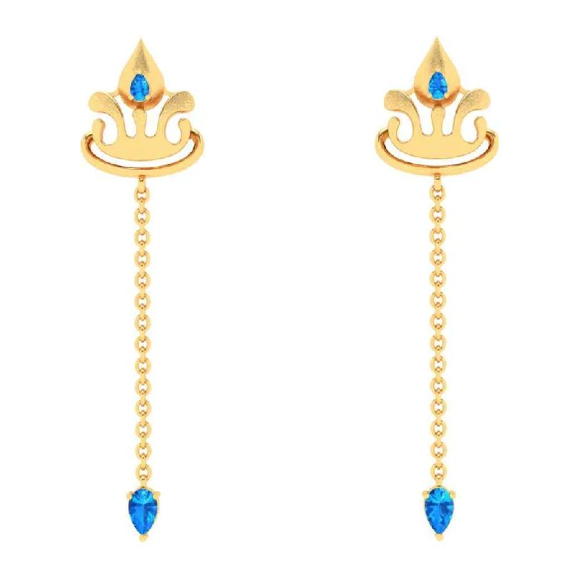 Side stone earrings-18k Latest Design Of Gold Earrings With Monsoon Charm