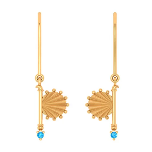 Elegant halo earrings-18k Quirky Fan Shaped Dangler Earrings For Women