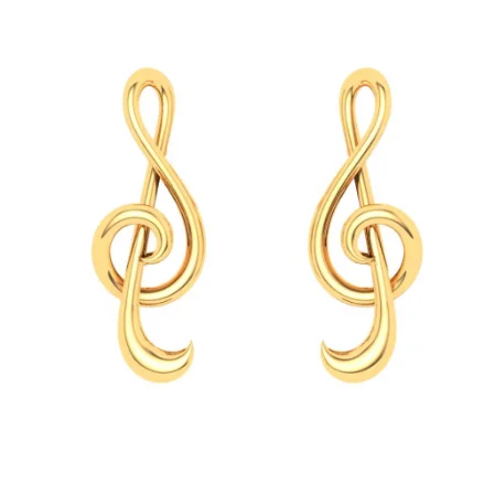 Bohemian feather earrings-18KT Cross Stitch Musical Note Shaped Gold Earrings From Online Exclusive Collection