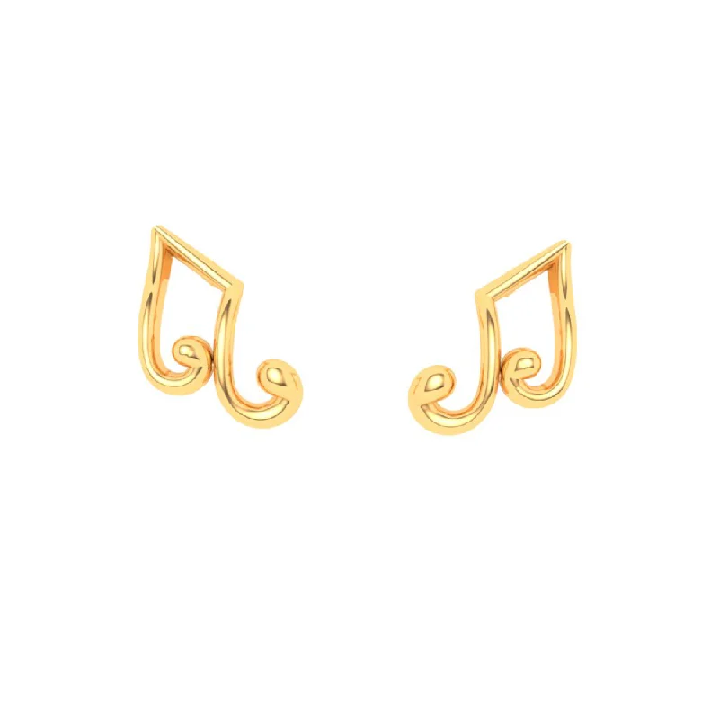 Pink tourmaline earrings-18KT Musical Note Gold Stud Earrings From Online Exclusive Collection