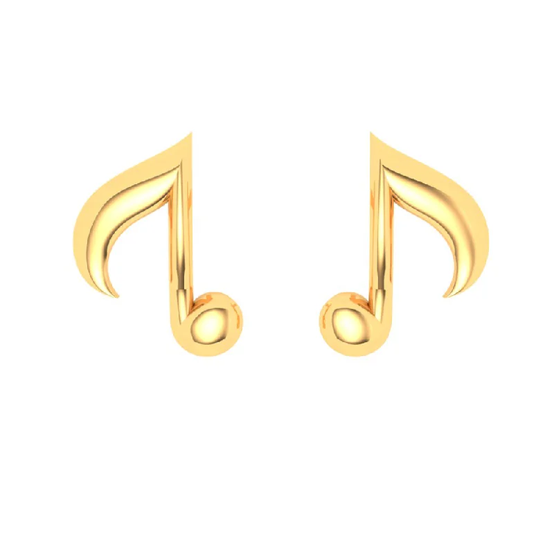 Minimalist bar earrings-18KT Solid Musical Note Gold Stud Earrings From Online Exclusive Collection