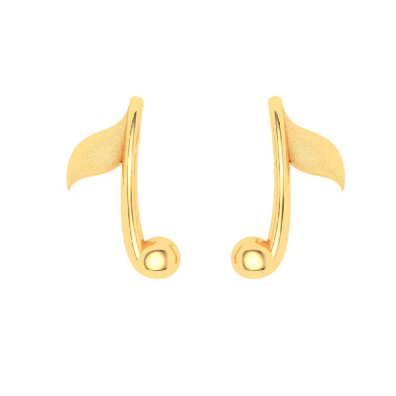 Handmade clay earrings-18KT Solid Musical Note Shaped Gold Earrings From Online Exclusive Collection