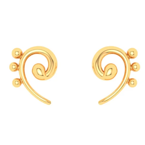 Floral cluster earrings-18KT Unique Kolka Shape Three Dots Gold Stud Earrings From Online Exclusive Collection