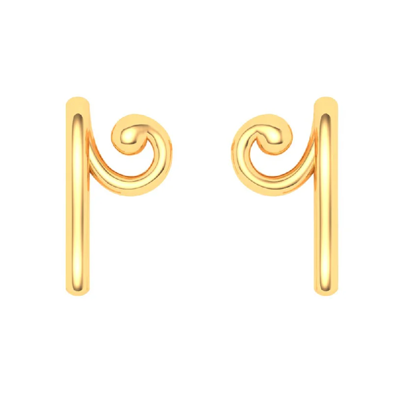 Retro style earrings-18KT Unique Shape Gold Stud Earrings From Online Exclusive Collection