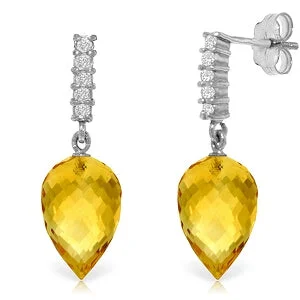 Rainbow gem earrings-19.15 Carat 14K Solid White Gold Following Derectives Citrine Diamond Earrings