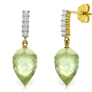 Baguette cut earrings-19.15 Carat 14K Solid Yellow Gold True Character Green Amethyst Earrings