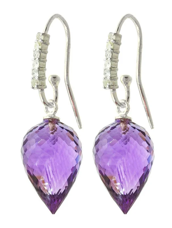 Chevron pattern earrings-19.18 Carat 14K Solid White Gold Bewildered Amethyst Diamond Earrings